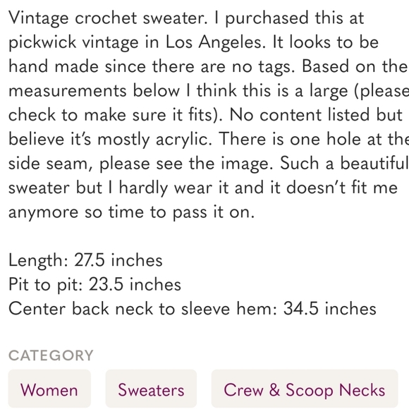 Vintage Handmade Crochet Sweater - Picture 10 of 10